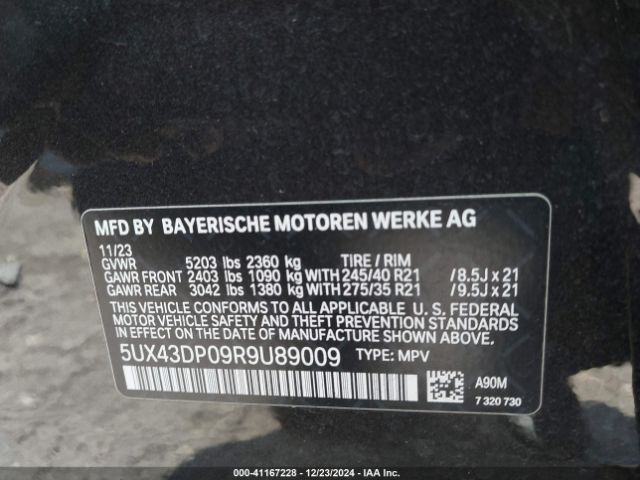 Photo 8 VIN: 5UX43DP09R9U89009 - BMW X3 