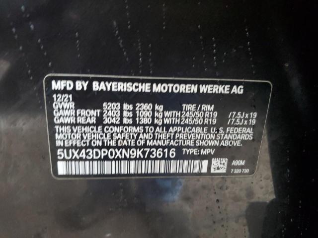 Photo 12 VIN: 5UX43DP0XN9K73616 - BMW X3 