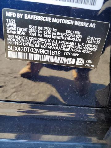 Photo 11 VIN: 5UX43DT02N9K31818 - BMW X4 M40I 