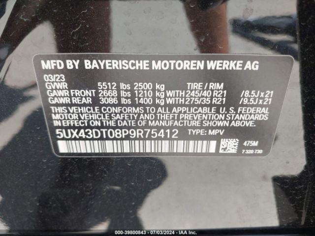 Photo 8 VIN: 5UX43DT08P9R75412 - BMW X4 