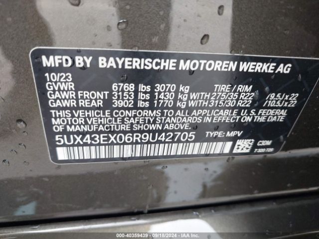 Photo 8 VIN: 5UX43EX06R9U42705 - BMW X6 