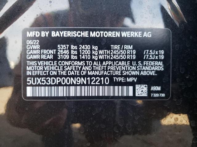 Photo 9 VIN: 5UX53DP00N9N12210 - BMW X3 XDRIVE3 