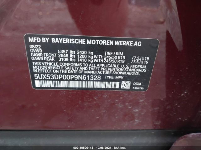 Photo 8 VIN: 5UX53DP00P9N61328 - BMW X3 