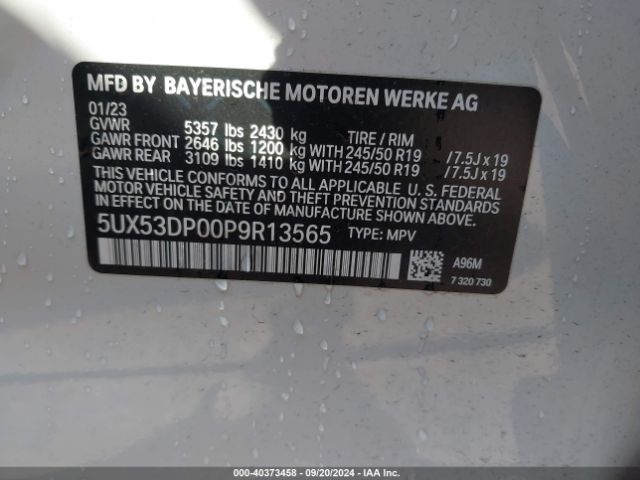 Photo 8 VIN: 5UX53DP00P9R13565 - BMW X3 