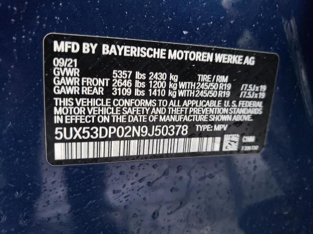 Photo 12 VIN: 5UX53DP02N9J50378 - BMW X3 