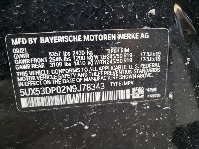 Photo 9 VIN: 5UX53DP02N9J78343 - BMW X3 XDRIVE3 