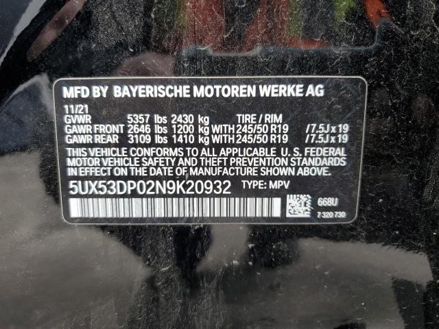 Photo 12 VIN: 5UX53DP02N9K20932 - BMW X3 