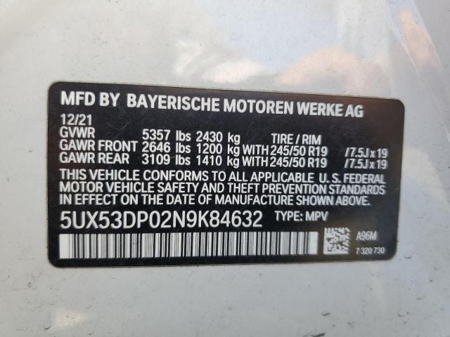 Photo 12 VIN: 5UX53DP02N9K84632 - BMW X3 XDRIVE3 