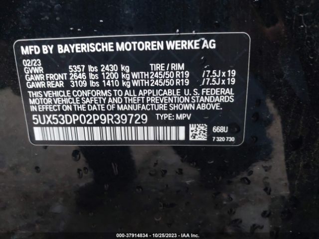 Photo 8 VIN: 5UX53DP02P9R39729 - BMW X3 