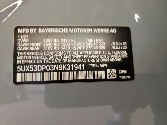 Photo 9 VIN: 5UX53DP03N9K31941 - BMW X3 XDRIVE3 