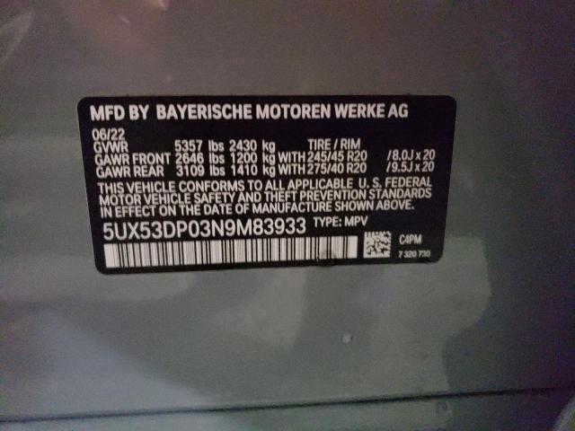 Photo 12 VIN: 5UX53DP03N9M83933 - BMW X3 