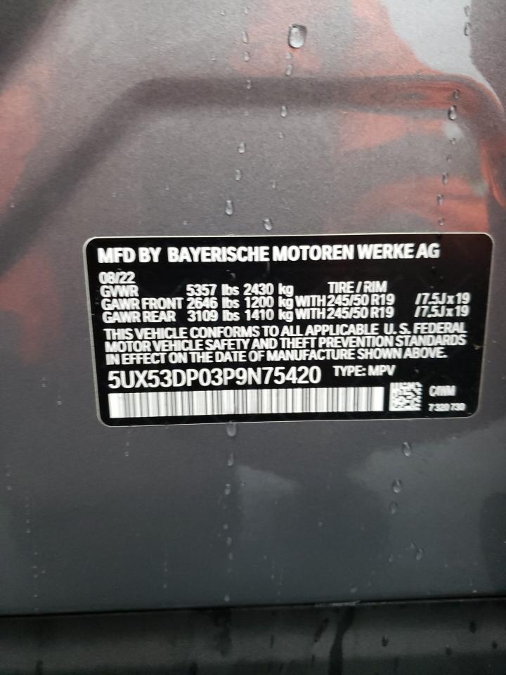 Photo 12 VIN: 5UX53DP03P9N75420 - BMW X3 