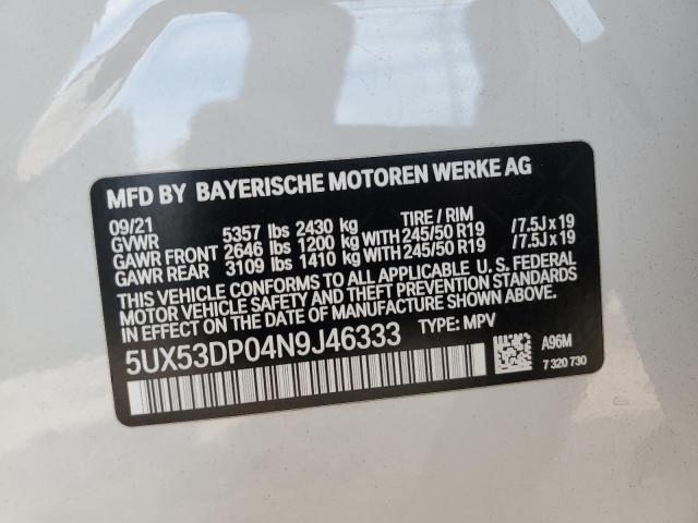 Photo 13 VIN: 5UX53DP04N9J46333 - BMW X3 XDRIVE3 