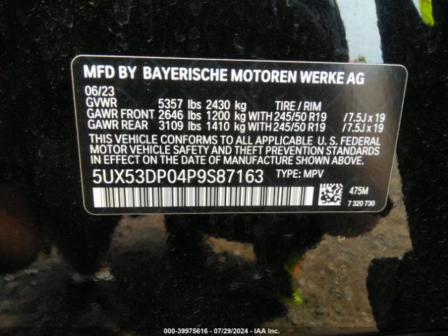 Photo 8 VIN: 5UX53DP04P9S87163 - BMW X3 