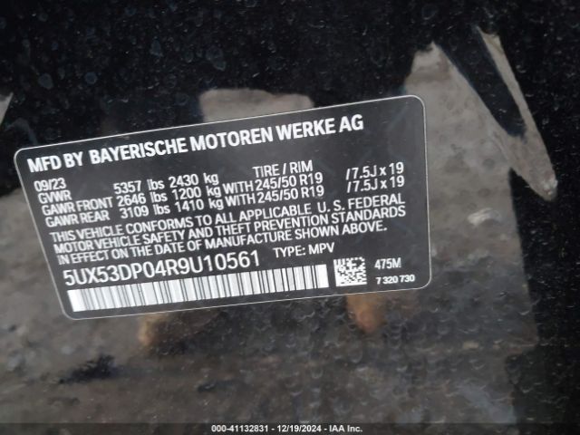 Photo 8 VIN: 5UX53DP04R9U10561 - BMW X3 