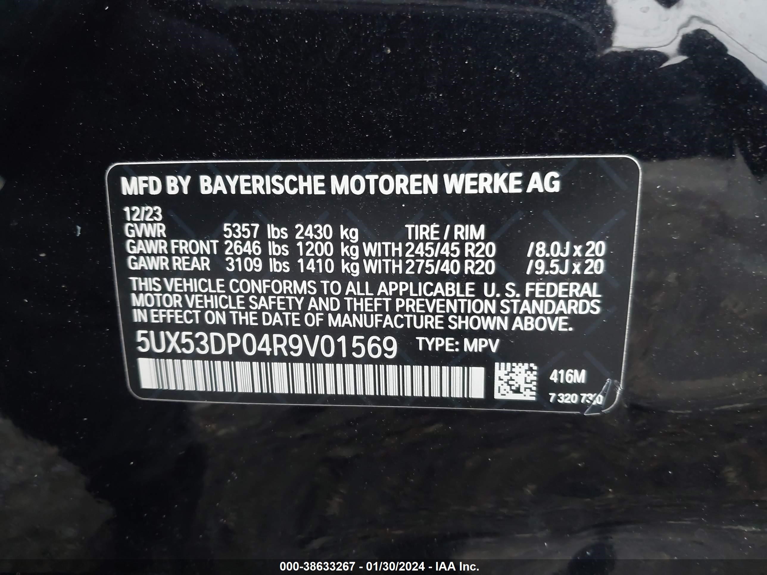 Photo 8 VIN: 5UX53DP04R9V01569 - BMW X3 