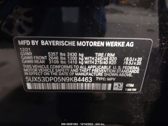 Photo 8 VIN: 5UX53DP05N9K84463 - BMW X3 