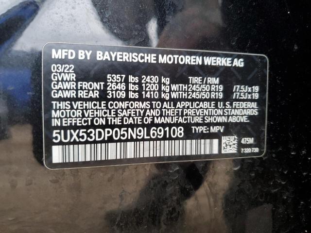 Photo 9 VIN: 5UX53DP05N9L69108 - BMW X3 XDRIVE3 