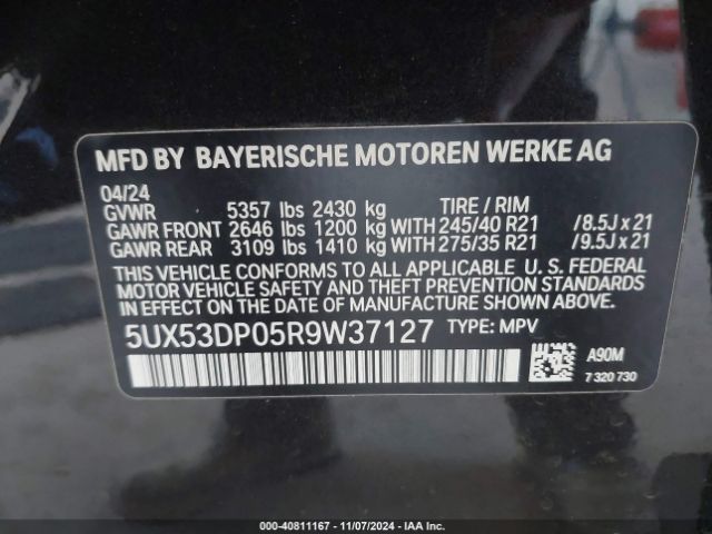 Photo 8 VIN: 5UX53DP05R9W37127 - BMW X3 