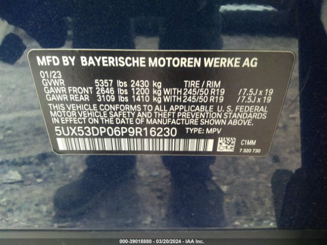 Photo 8 VIN: 5UX53DP06P9R16230 - BMW X3 