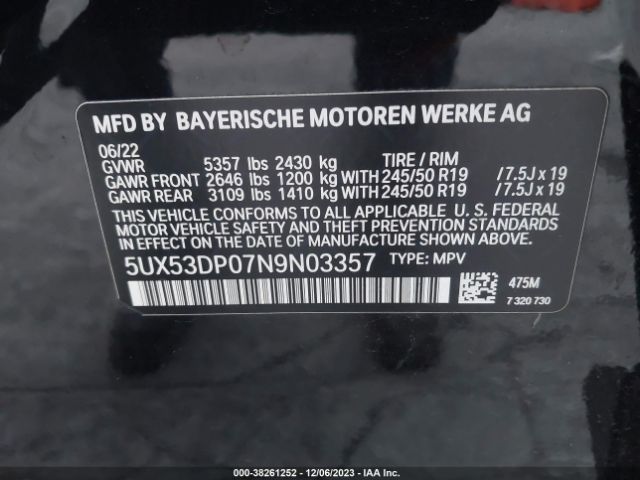 Photo 8 VIN: 5UX53DP07N9N03357 - BMW X3 