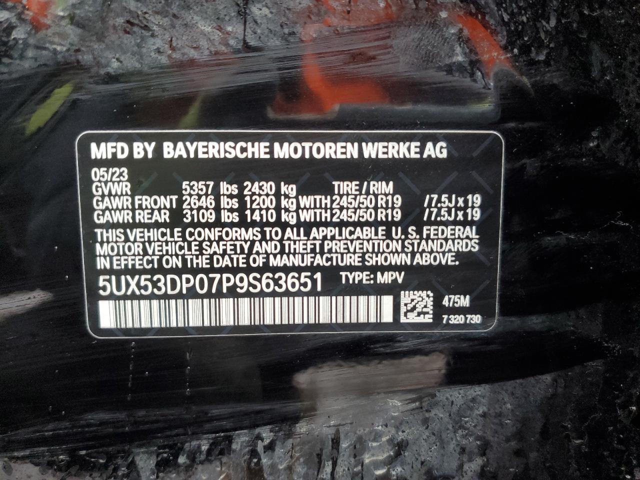 Photo 11 VIN: 5UX53DP07P9S63651 - BMW X3 