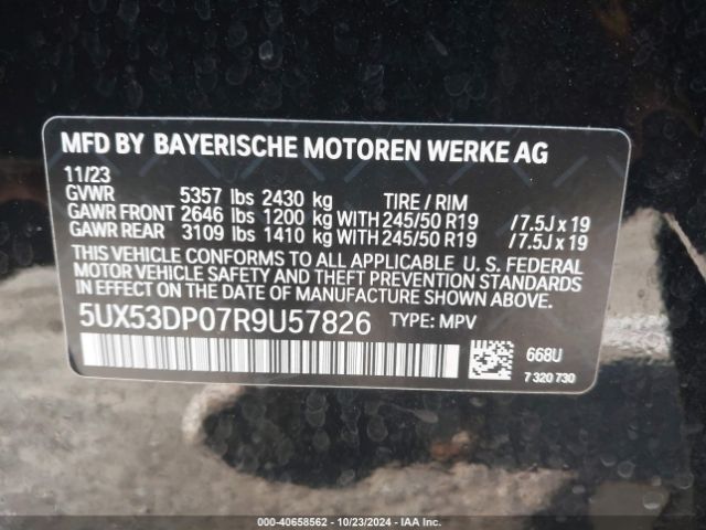 Photo 8 VIN: 5UX53DP07R9U57826 - BMW X3 