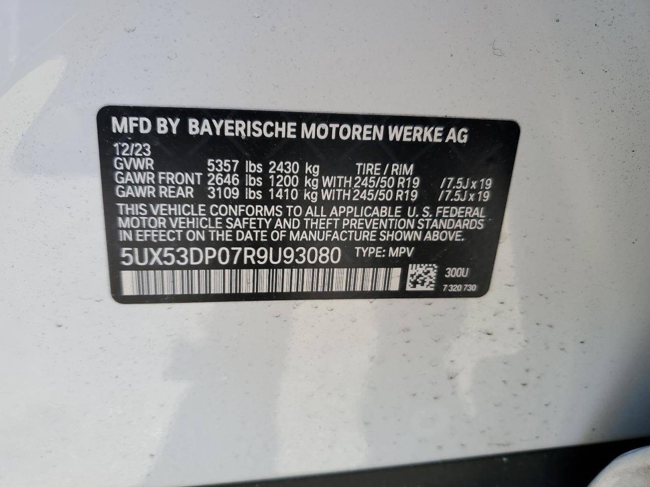 Photo 11 VIN: 5UX53DP07R9U93080 - BMW X3 