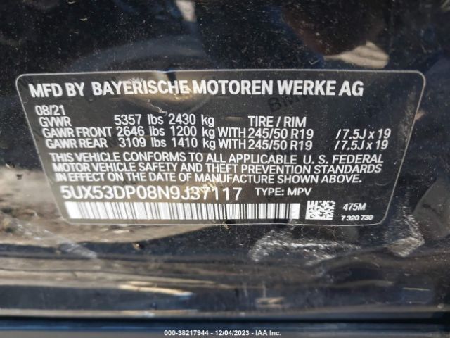 Photo 8 VIN: 5UX53DP08N9J37117 - BMW X3 