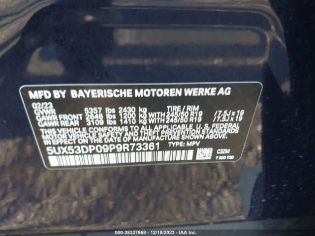 Photo 8 VIN: 5UX53DP09P9R73361 - BMW X3 