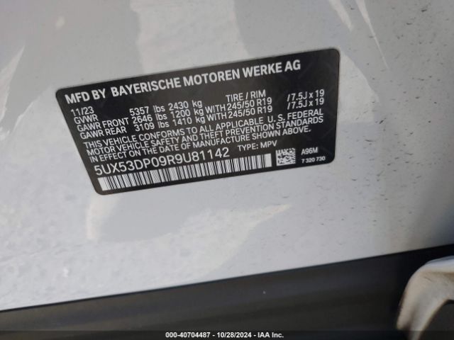 Photo 8 VIN: 5UX53DP09R9U81142 - BMW X3 