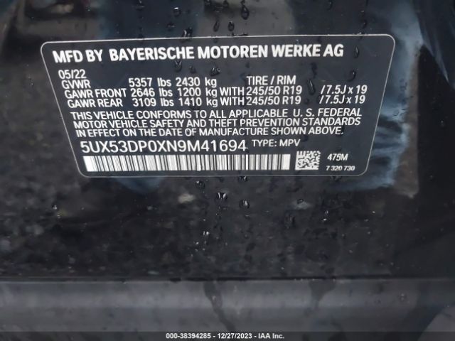 Photo 8 VIN: 5UX53DP0XN9M41694 - BMW X3 