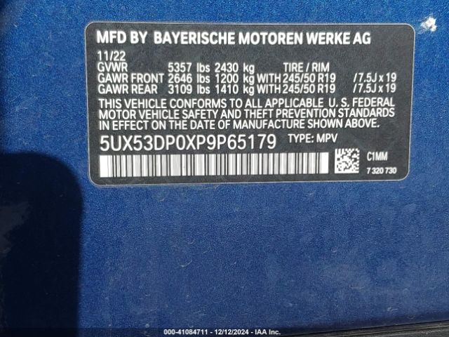 Photo 8 VIN: 5UX53DP0XP9P65179 - BMW X3 