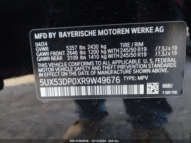 Photo 8 VIN: 5UX53DP0XR9W49676 - BMW X3 