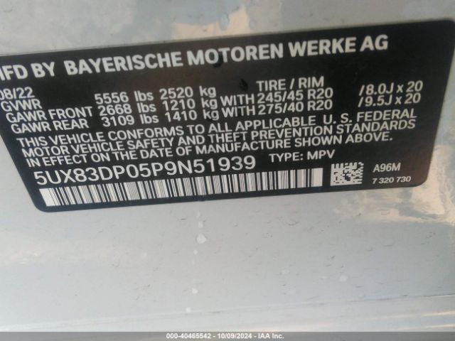 Photo 8 VIN: 5UX83DP05P9N51939 - BMW X3 