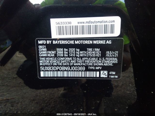 Photo 8 VIN: 5UX83DP08N9J00369 - BMW X3 