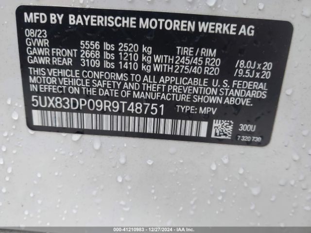 Photo 8 VIN: 5UX83DP09R9T48751 - BMW X3 