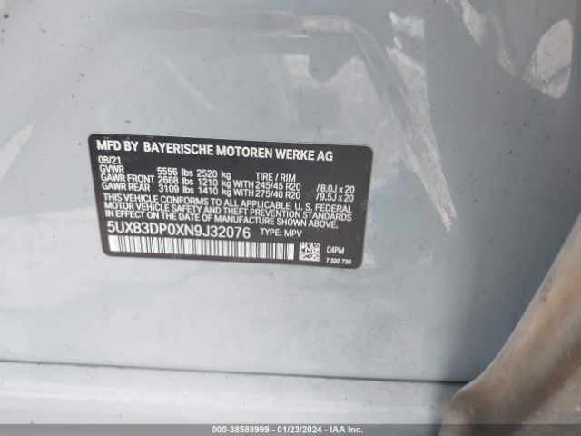 Photo 8 VIN: 5UX83DP0XN9J32076 - BMW X3 