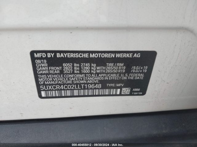 Photo 8 VIN: 5UXCR4C02LLT19648 - BMW X5 