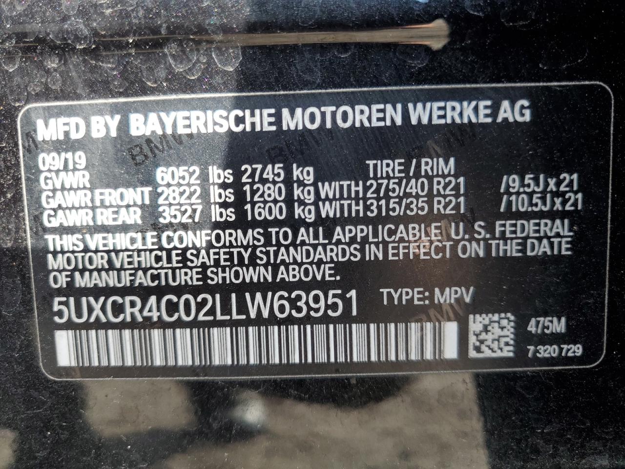 Photo 12 VIN: 5UXCR4C02LLW63951 - BMW X5 