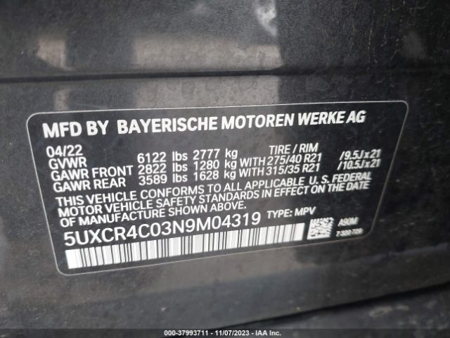 Photo 8 VIN: 5UXCR4C03N9M04319 - BMW X5 