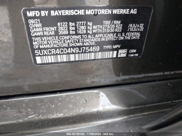 Photo 8 VIN: 5UXCR4C04N9J75469 - BMW X5 