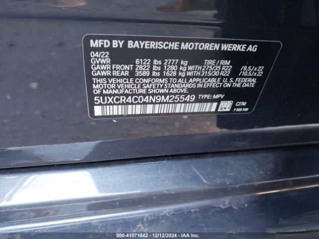 Photo 8 VIN: 5UXCR4C04N9M25549 - BMW X5 