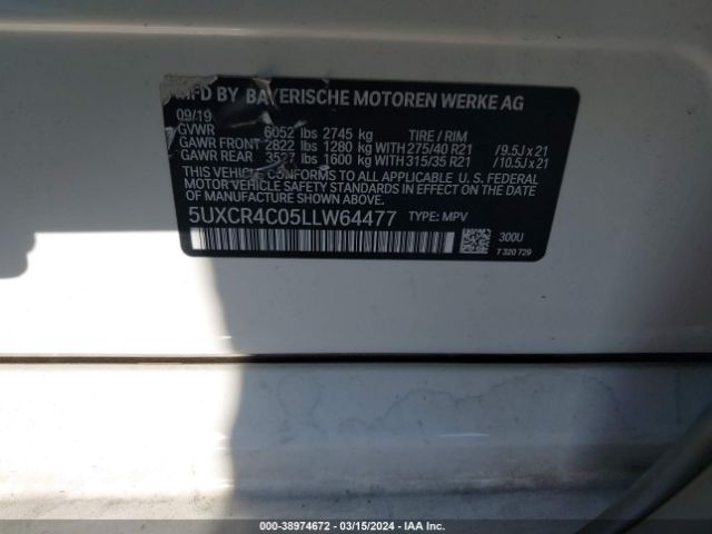 Photo 8 VIN: 5UXCR4C05LLW64477 - BMW X5 