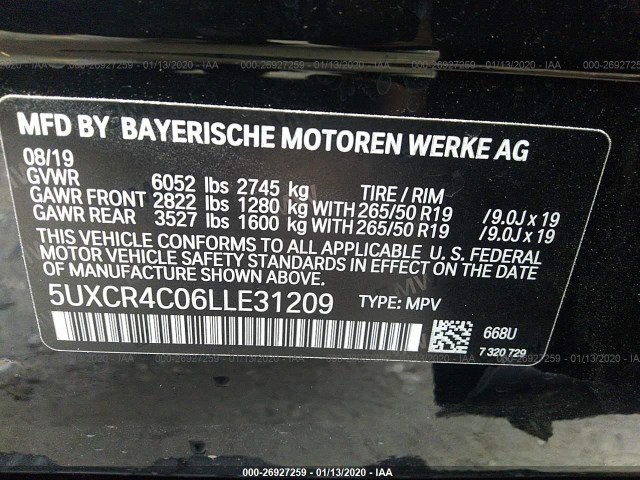 Photo 8 VIN: 5UXCR4C06LLE31209 - BMW X5 