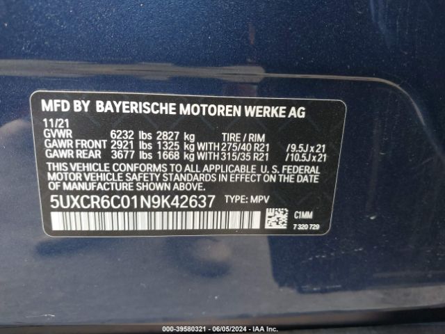 Photo 8 VIN: 5UXCR6C01N9K42637 - BMW X5 