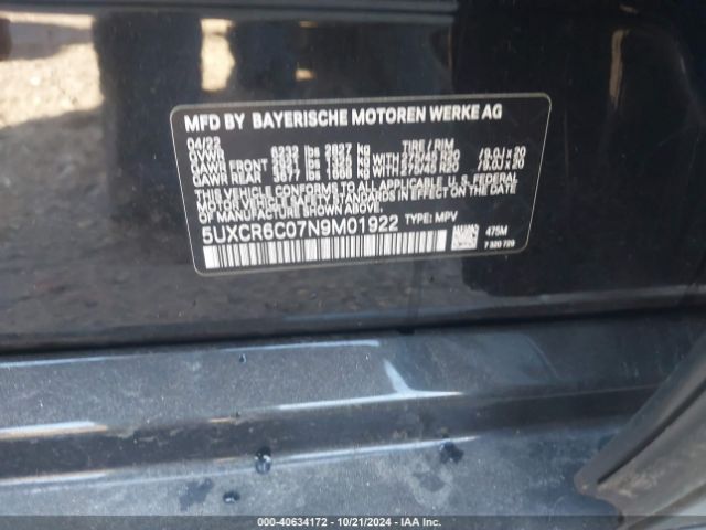 Photo 8 VIN: 5UXCR6C07N9M01922 - BMW X5 