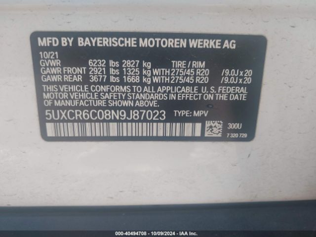 Photo 8 VIN: 5UXCR6C08N9J87023 - BMW X5 