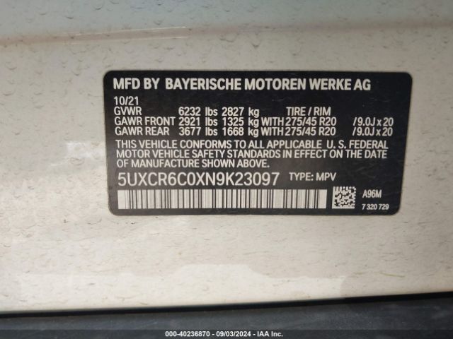 Photo 8 VIN: 5UXCR6C0XN9K23097 - BMW X5 