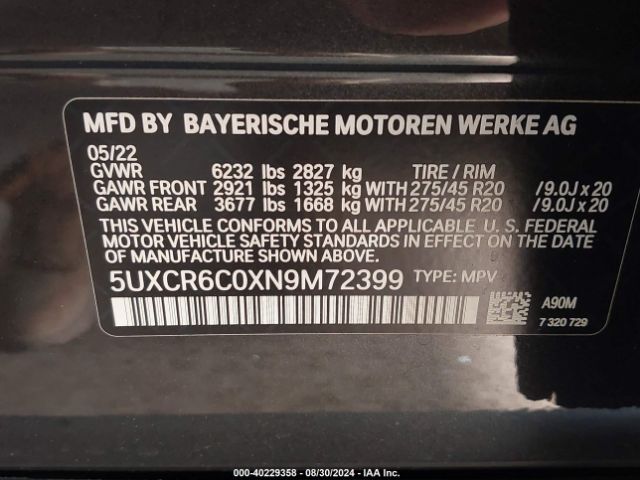 Photo 8 VIN: 5UXCR6C0XN9M72399 - BMW X5 